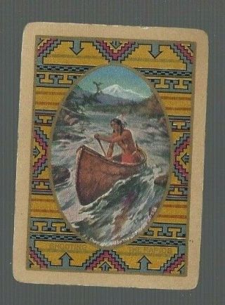 Swap Playing Cards 1 Vint Wide U.  S Nmd " Shooting The Rapids " Indian Water Us49