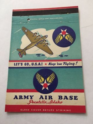 Vintage Matchbook Cover Matchcover Us Army Air Base Pocatello Id Idaho