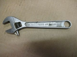 Vintage Proto Los Angeles 706 - S,  6 " Adjustable Wrench,  Overall