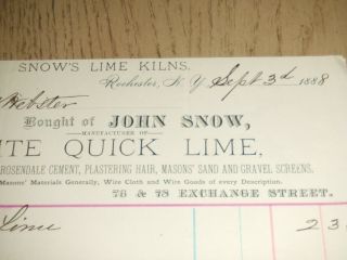 ANTIQUE 1888 John Snow White Quick Lime Kilns Rochester York Receipt Plaster 2
