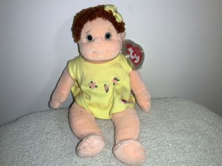 Ty Beanie Baby Kids - Curly Girl With Short Brown Hair In A Yellow Dress - W/ Tag