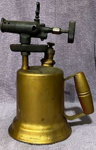 Vintage Brass Blow Torch Otto Bernz Co Rochester Ny With Red Handle