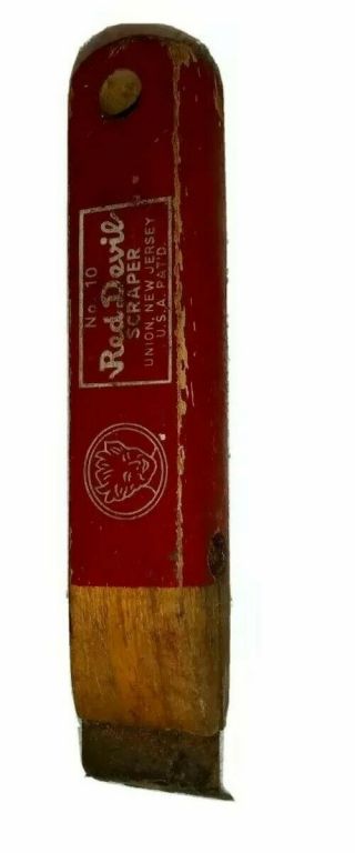 Vintage Red Devil Paint Scraper Wood Handle No 10