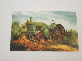 Pp21 Postcard John Deere Jd Tractor Rustin In The Iron Pile Raymond Crouse Art