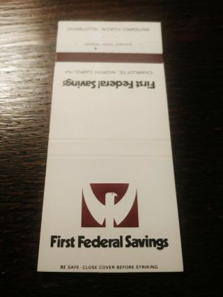 Vintage Matchcover: First Federal Savings And Loan,  Charlotte,  Nc Aa