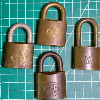 4 Vintage Wilson Bohannan Brass Locks / No Keys / Locksport /