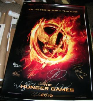 The Hunger Games Cast Signed Premiere Poster By 12 Jennifer Lawrence Hutcherson