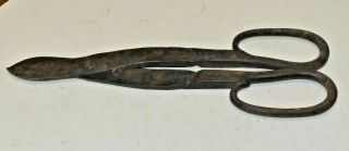 L345 - Antique Early Signed Hand Forged Blacksmith Tin Shears 1700s? Anvil Tool