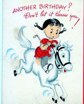Vintage Norcross Susie Q Greeting Card Susie On A Horse 3279
