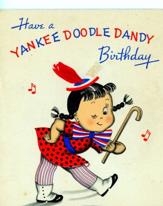 Vintage Norcross Susie Q Greeting Card Yankee Doodle Dandy 3317