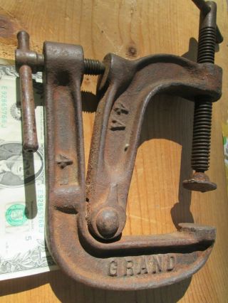 4 1/2 lb,  vintage GRAND C clamp with 2nd tightening screw on the backside 2