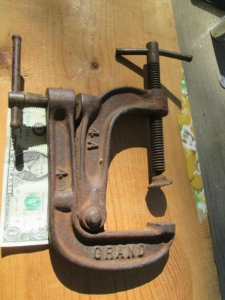 4 1/2 lb,  vintage GRAND C clamp with 2nd tightening screw on the backside 3