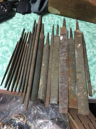 17 Metal Files Machinist Craft Vintage Old Triangle Round Flat Mill Bastard