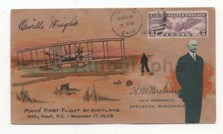 Orville Wright - Aviation Pioneer Autographed 1930 Postal Cover W/ Art