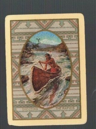 Swap Playing Cards 1 Vint Wide U.  S Nmd " Shooting The Rapids " Indian Water Us14