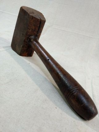 Large Primitive Antique Wooden Mallet Hammer