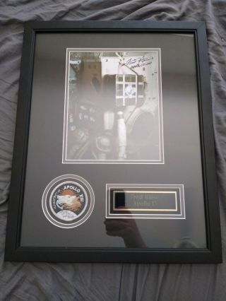 Fred Haise Autograph Apollo 13 Lioh Canister Framed