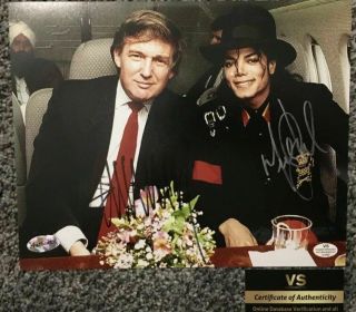 Donald Trump And Michael Jackson Both Hand Signed Autographs 8x10 Photo With