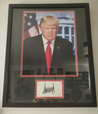 Donald Trump Signed Autograph Cut Framed Display 45th President Auto Premiere