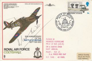 Raf Coltishali 30th Anniv Battle Of Britain.  Flown Hurricane Signed Douglas Bader