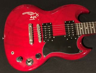 Angus Young Signed Guitar Ac Dc Autographed Epiphone Sg With Proof & Insription.