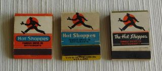 Hot Shoppes Drive - In Restaurant Matchbooks (3),  Different Versions,  Airlines