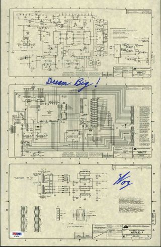 Steve Woz Wozniak Signed Apple I Computer Schematic Founder Psa/dna Autographed