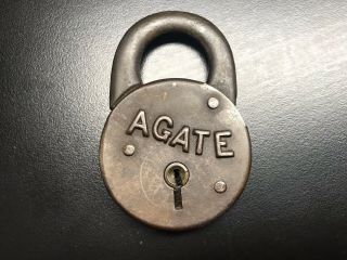 Agate Vintage Iron Lever Padlock By Eagle Lock Co.