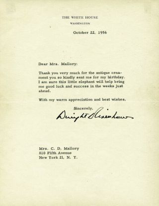 Dwight D.  Eisenhower - Typed Letter Signed 10/22/1956