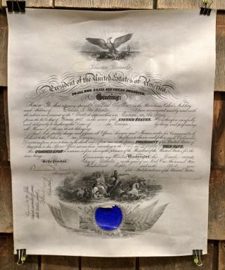 Antique 1908 Theodore Roosevelt Signed Navy Ensign Commision Appointment Letter