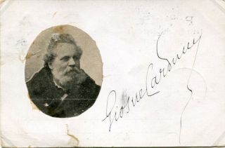 Giosue Carducci NOBEL PRIZE IN LITERATURE autograph,  signed card mounted 2
