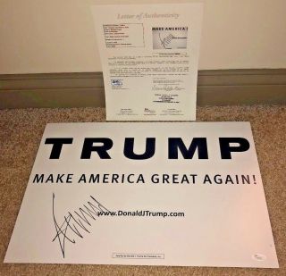 President Donald Trump Signed Campaign Poster Make American Great Again Jsa