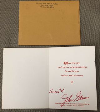 John Glenn Hand Signed Vintage Christmas Card To Danny Kaye During Apollo 17