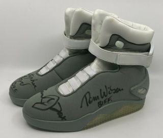 Back To The Future Ii Cast 4x Signed Shoes Michael J.  Fox Christopher Lloyd