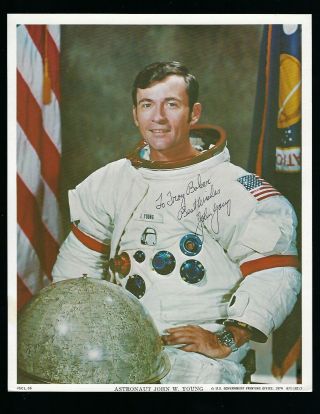 John Young Signed 8x10 Nasa Litho Jsa Authenticated Apollo Astronaut Wss