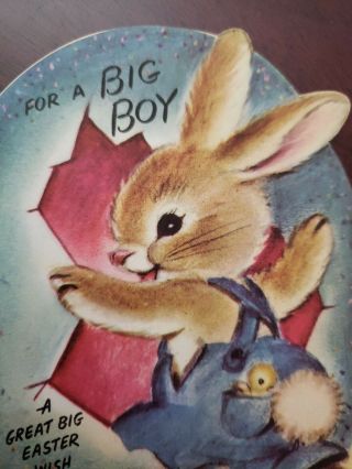 Vtg Rust Craft Easter Greeting Card Diecut Marjorie Cooper Bunny Chick Egg 40s