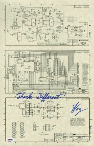 Steve Woz Wozniak Signed Apple I Computer Schematic,  Insc Psa/dna Autographed
