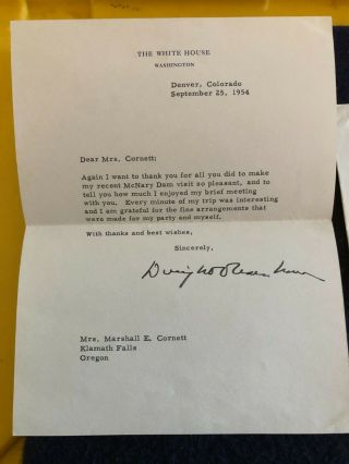 Vintage Dwight Eisenhower Signed Letter 9 - 25 - 64 W/ Envelope Regarding Mcnary Dam