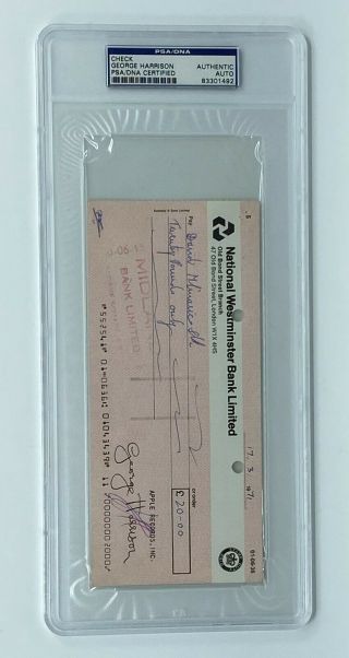 George Harrison The Beatles Signed 1971 Check Autographed Psa/dna Auto