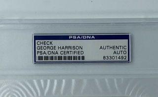 George Harrison THE BEATLES Signed 1971 Check Autographed PSA/DNA AUTO 3