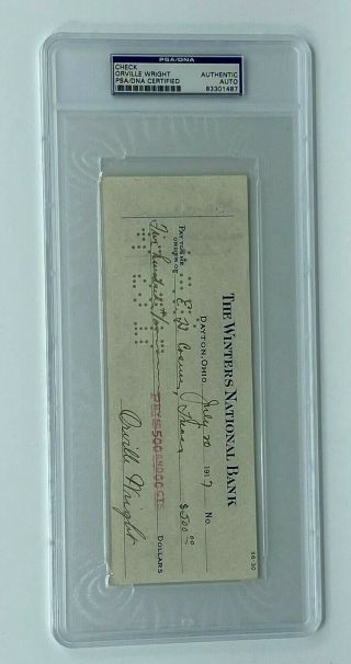 Orville Wright Signed 1917 Check Autographed Psa/dna Auto Wright Brothers