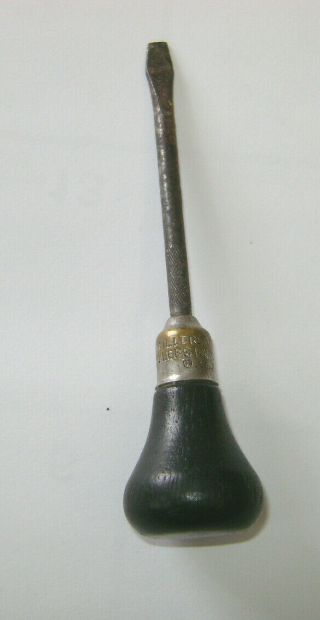 Vintage Miniature Black Wood Handle Flat Head Screwdriver Millers Falls Co