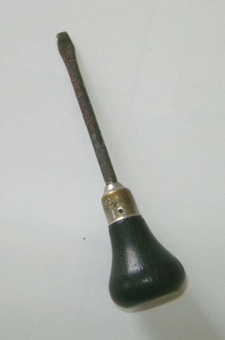 Vintage miniature black wood handle flat head screwdriver Millers Falls Co 2