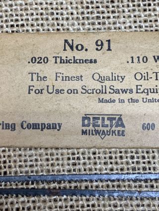 11 Vintage Delta Mfg.  Co.  Milwaukee Jewelers Saw Blades No.  91 USA c1930 ' s ?? 3