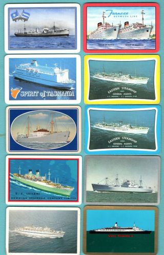 10 Single Swap Playing Cards Steamship Ads Ship Line Souvenirs Many Vintage