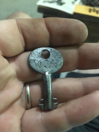 Antique Corbin Lock 111 P Double Bit Steamer Chest Padlock Trunk Lever Key