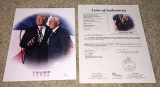 President Donald Trump Mike Pence Dual Signed 8x10 Photo Maga Potus Vice Jsa