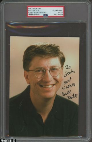 Bill Gates Signed 5x7 Photo Psa/dna Certified Authentic Auto Microsoft