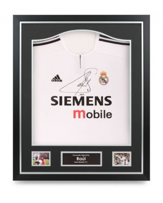 Raul Signed Shirt Real Madrid Framed Autograph Jersey Memorabilia