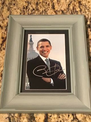 Barack Obama Signed Autographed Photo Framed W/ Certification Beauty